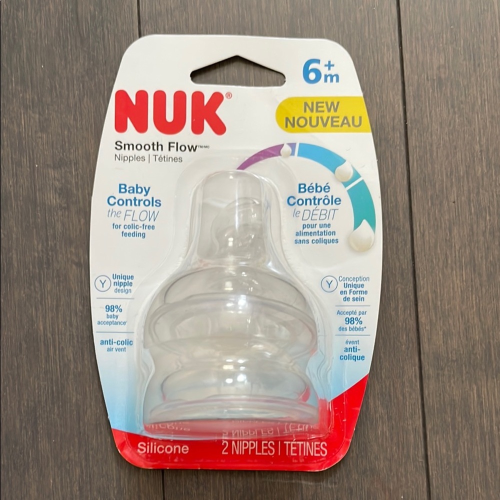 NUK Smooth Flow Baby Bottle Nipples - Clear